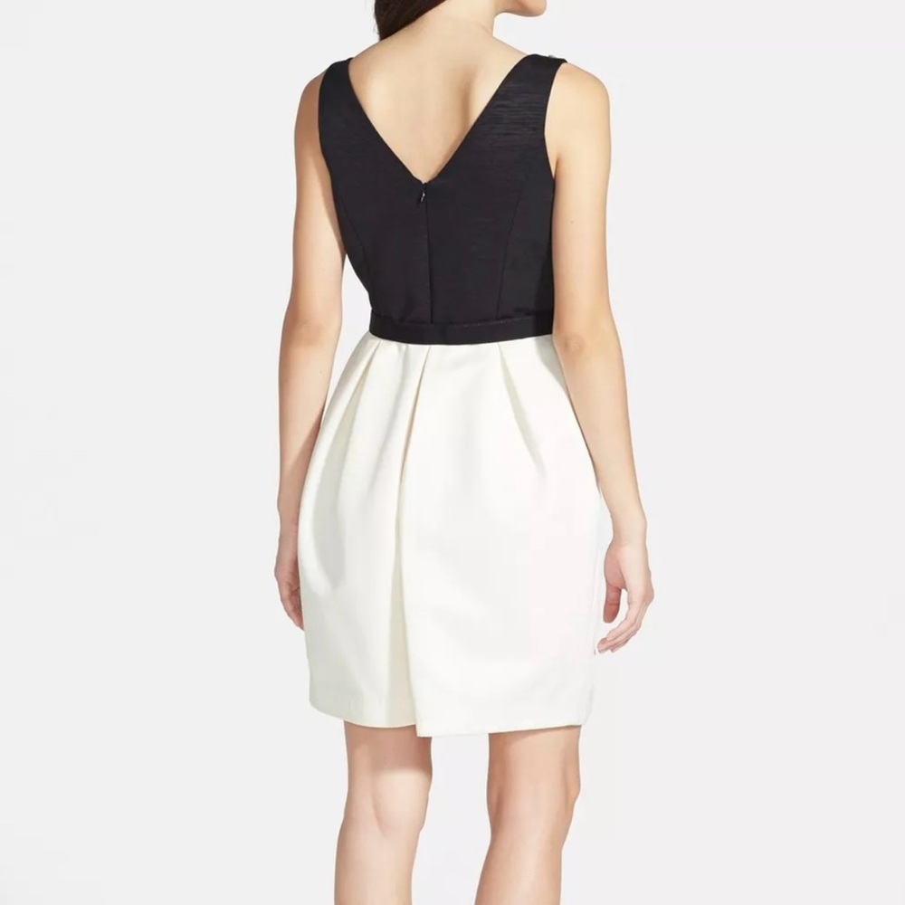 Eliza J Embellished Neckline Dress | Black & Ivory Knee Length Tulip Skirt | 4 - Picture 10 of 17